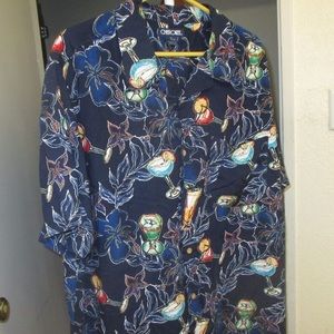 CHEROKEE MULTI-COLOR NAVY- COCKTAIL HAWAIIAN shirt Sz.L